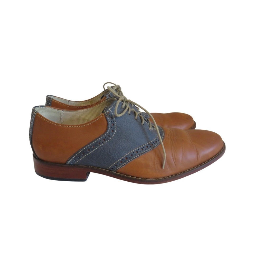 Vintage Cole Haan Saddle Oxford Shoes Two-Tone Leather Mens size 8.5  Brown/Blue - Picture 4 of 9